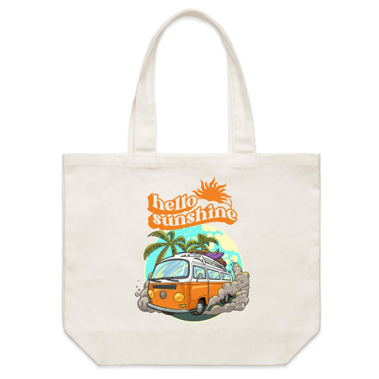 Hello Sunshine, Beach Van - Shoulder Canvas Tote Bag Default Title Shoulder Tote Bag Summer