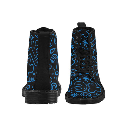 Blue Squiggle - Martin Boots for Men (Black)