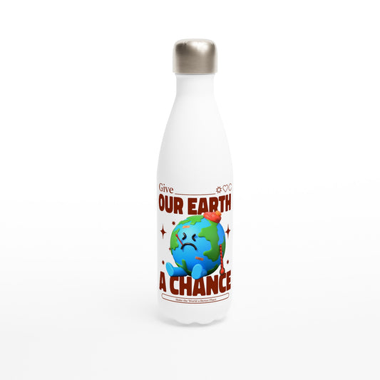 Give Our Earth A Chance - White 17oz Stainless Steel Water Bottle Default Title White Water Bottle Environment