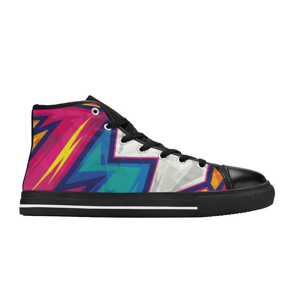 Abstract Bright - Women's High Top Canvas Shoes