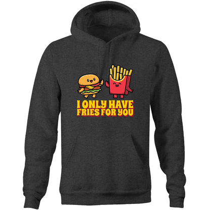 I Only Have Fries For You, Burger And Fries - Pocket Hoodie Sweatshirt Asphalt Marle Hoodie