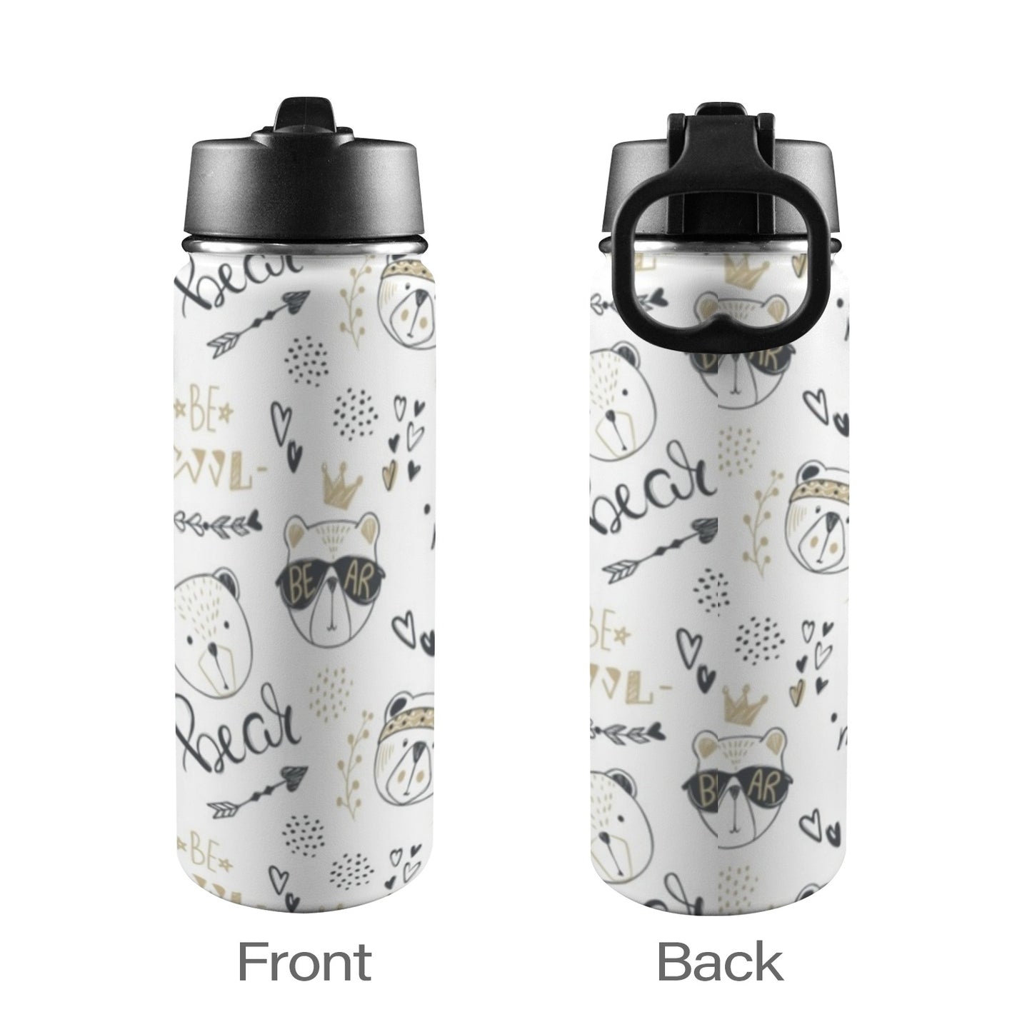 Bears - Insulated Water Bottle with Straw Lid (18oz) Insulated Water Bottle with Swing Handle Printed Offshore