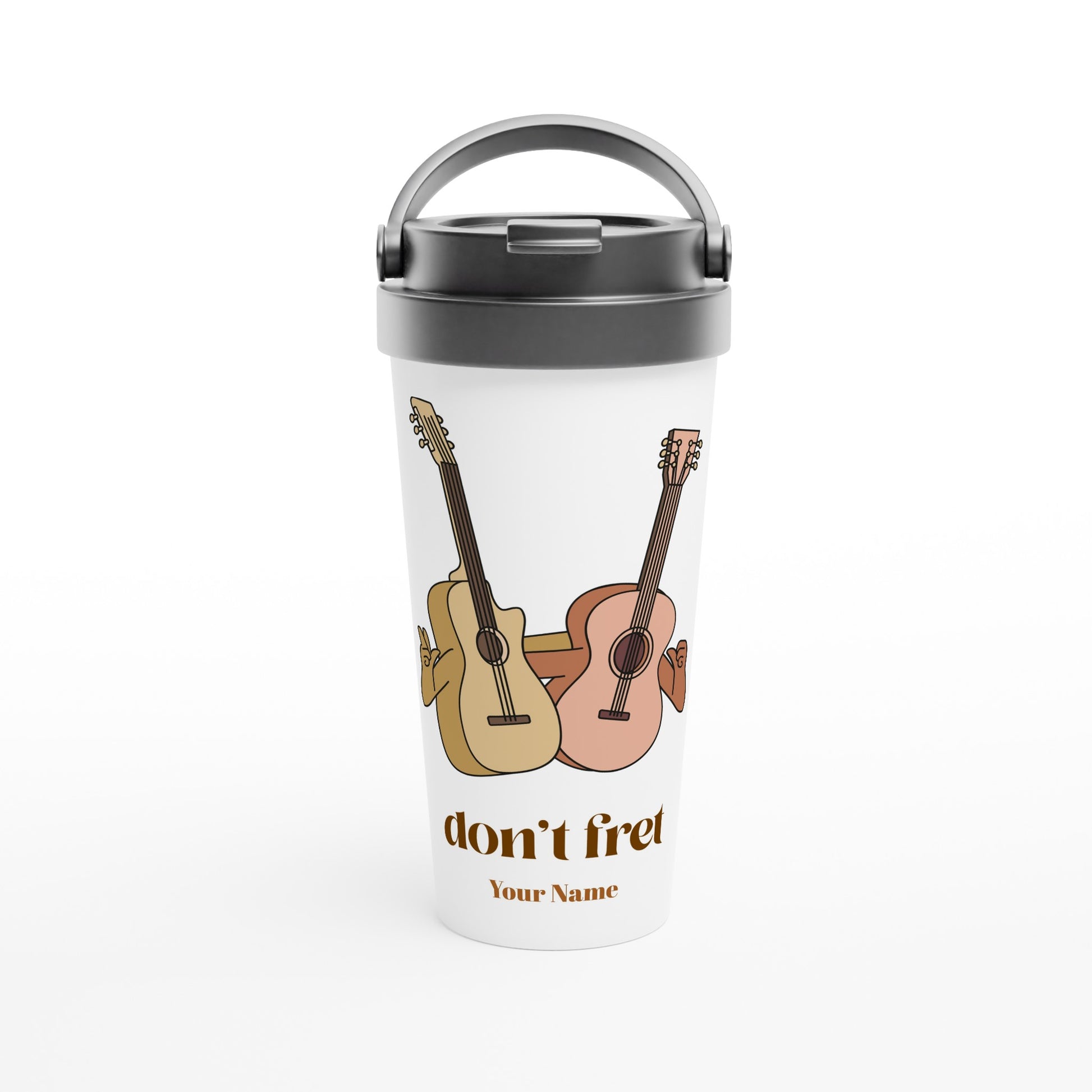 Personalised - Don't Fret - White 15oz Stainless Steel Travel Mug Default Title Personalised Travel Mug Music