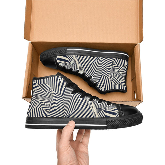 Crazy Lines - Men's High Top Canvas Shoes