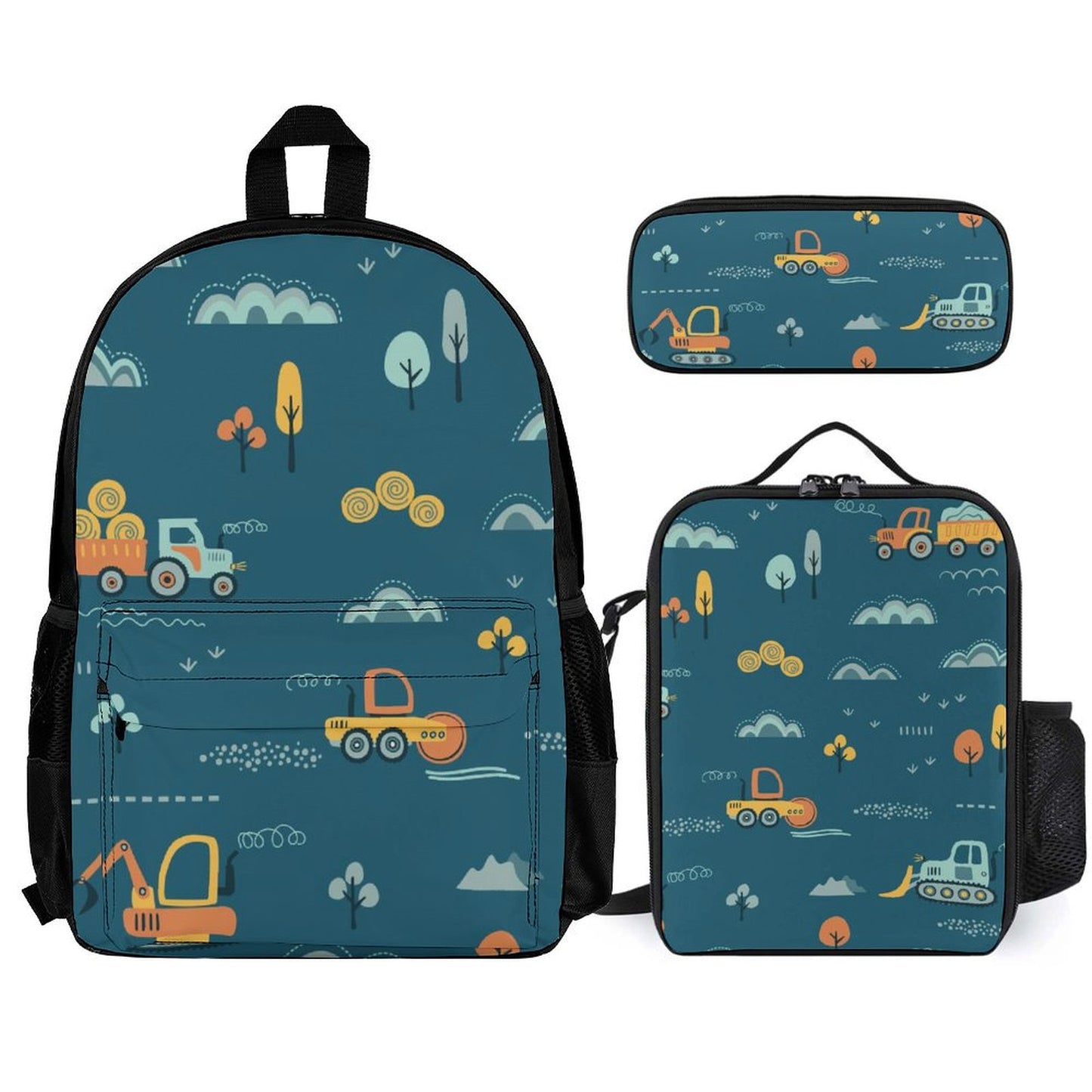 Trucks And Tractors - School Backpack Three Piece Set