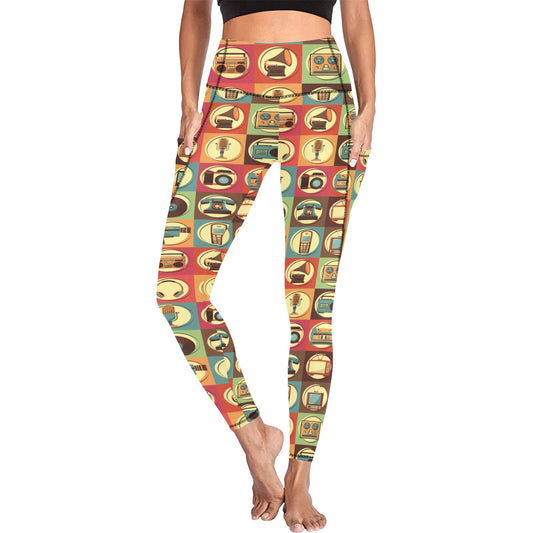 Retro Life - Women's Leggings with Pockets