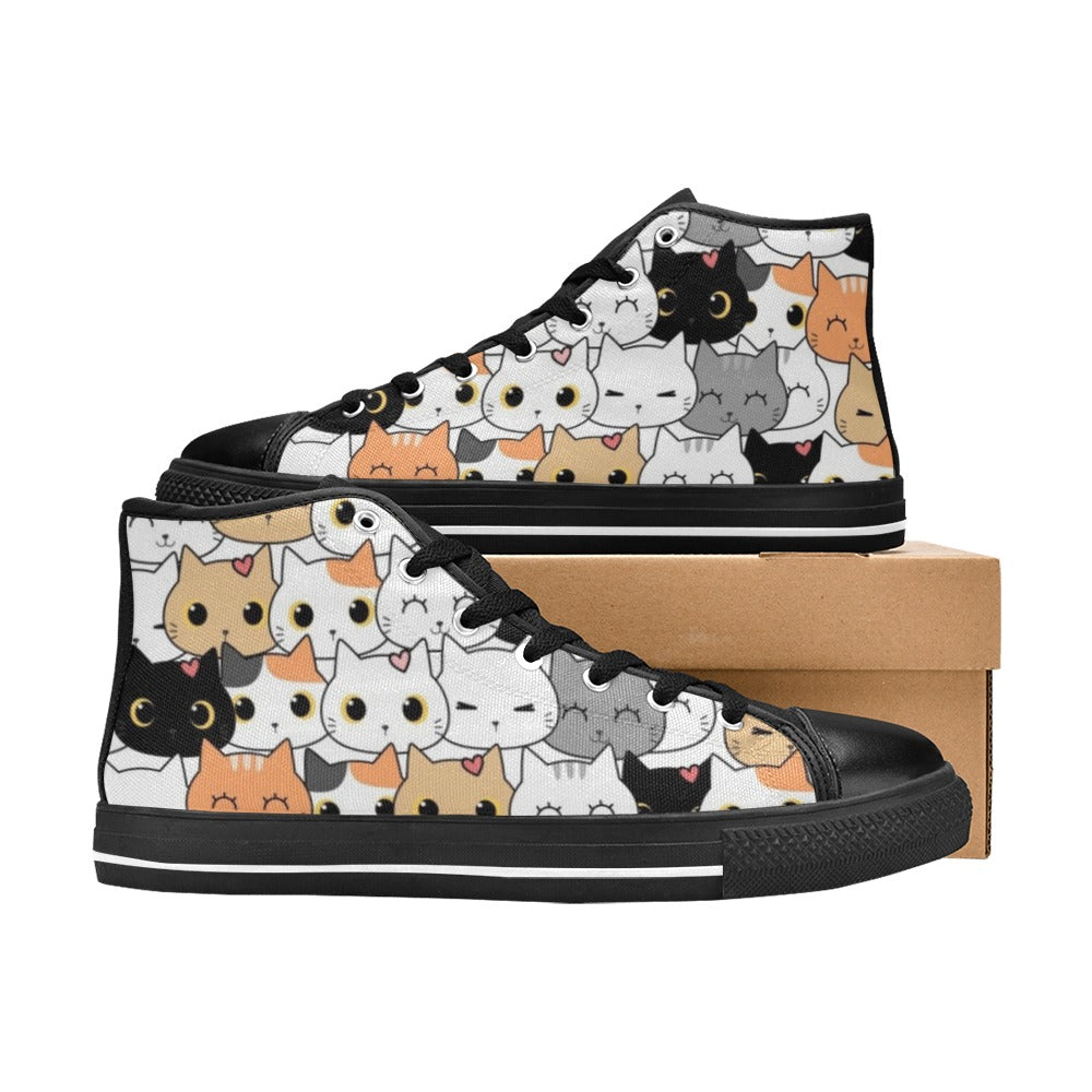 Cute Cartoon Cats - Kids' High Top Canvas Shoes