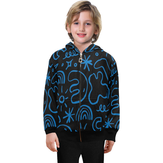 Blue Squiggle - Senior Boys Zip Up Hoodie