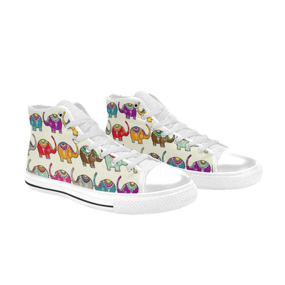 Elephants - Women's High Top Canvas Shoes