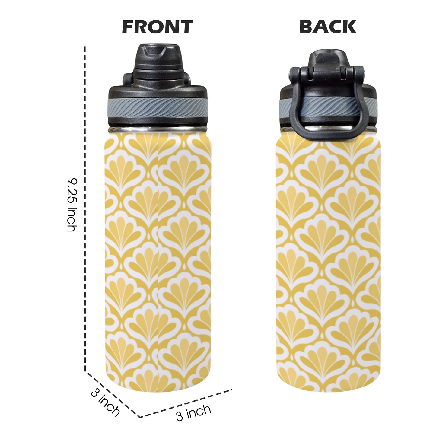 Yellow Pattern - Insulated Water Bottle with Dual-Use Lid (18oz) Insulated Water Bottle with Dual-Use Lid (18oz) Printed Offshore