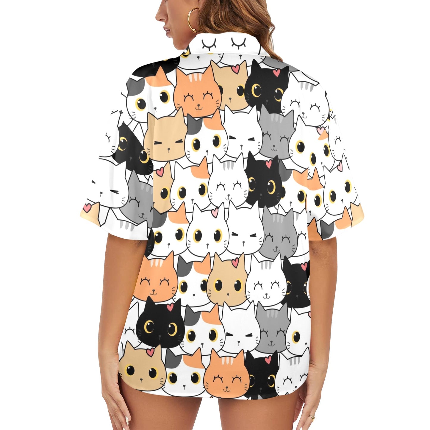 Cute Cartoon Cats - Womens Hawaiian Shirt