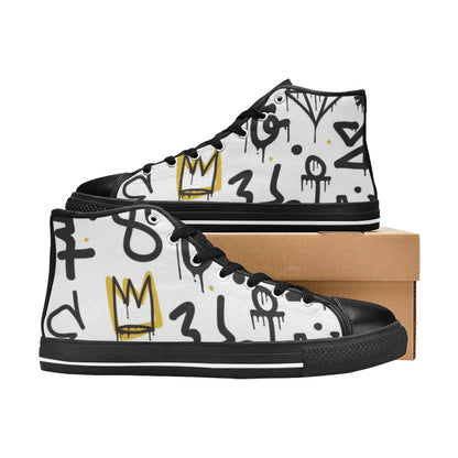 Graffiti Crown - Women's High Top Canvas Shoes