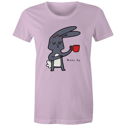 Rabbit Coffee, Wake Up - Womens T-shirt