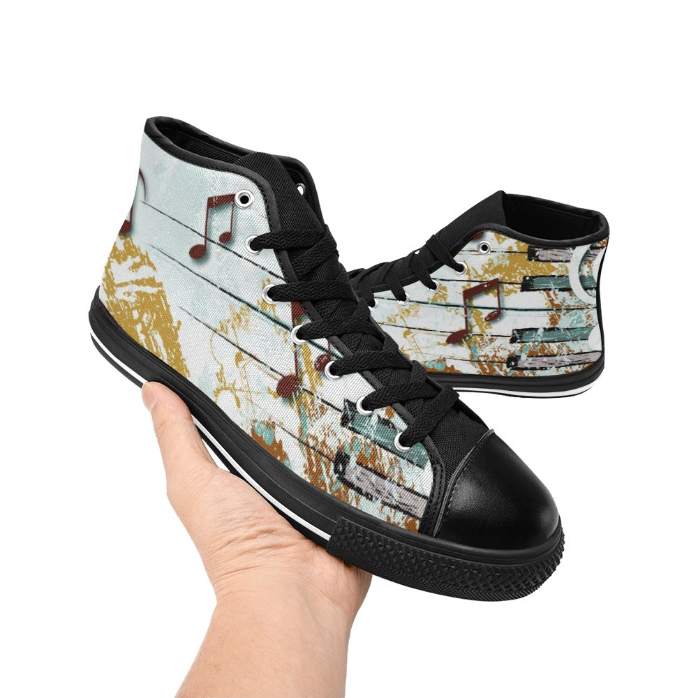 Music Graffiti - Women's High Top Canvas Shoes