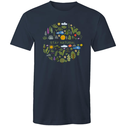 Stay Natural - Mens T-Shirt Navy Mens T-shirt Plants Printed In Australia