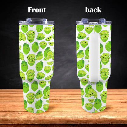 Cute Limes - 40oz Tumbler with White Handle