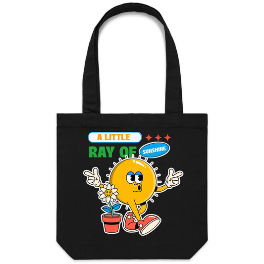 A Little Ray Of Sunshine - Canvas Tote Bag Black One Size Tote Bag Retro Summer