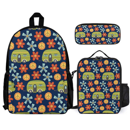 Hippy Caravan - School Backpack Three Piece Set