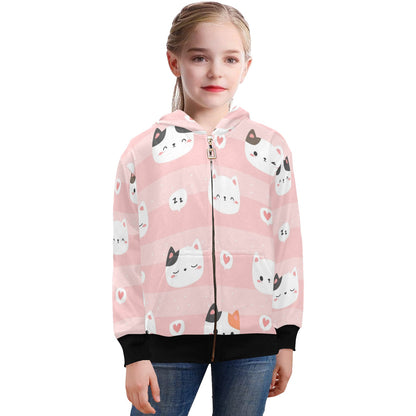 Pink Cats - Senior Girls Zip Up Hoodie