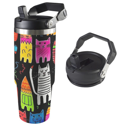 Colourful Cats - 30oz Tumbler with Top Handle