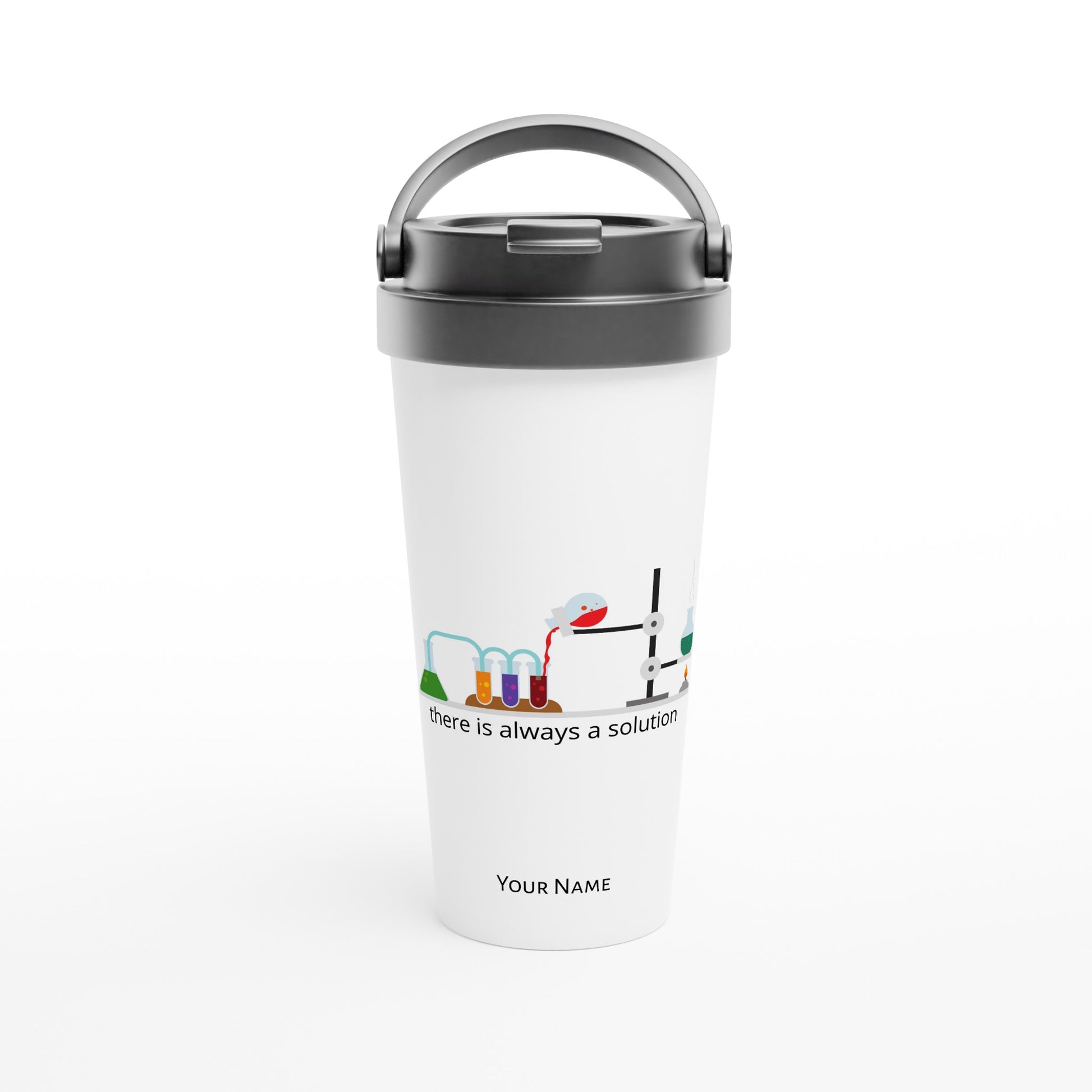 Personalised - There Is Always A Solution - White 15oz Stainless Steel Travel Mug Default Title Personalised Travel Mug coffee positivity science