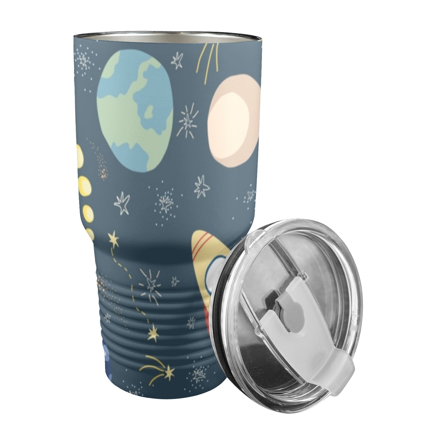 Rocket and Planets In Space - 30oz Insulated Stainless Steel Mobile Tumbler