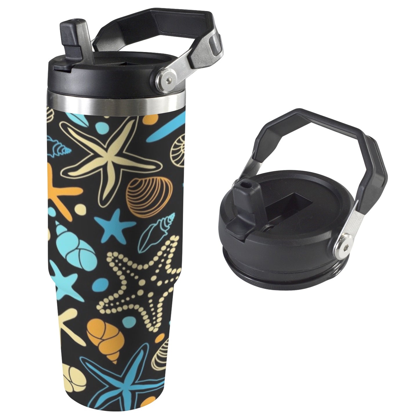 Starfish And Shells - 30oz Tumbler with Top Handle