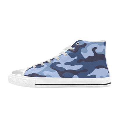 Blue Camouflage - Women's High Top Canvas Shoes