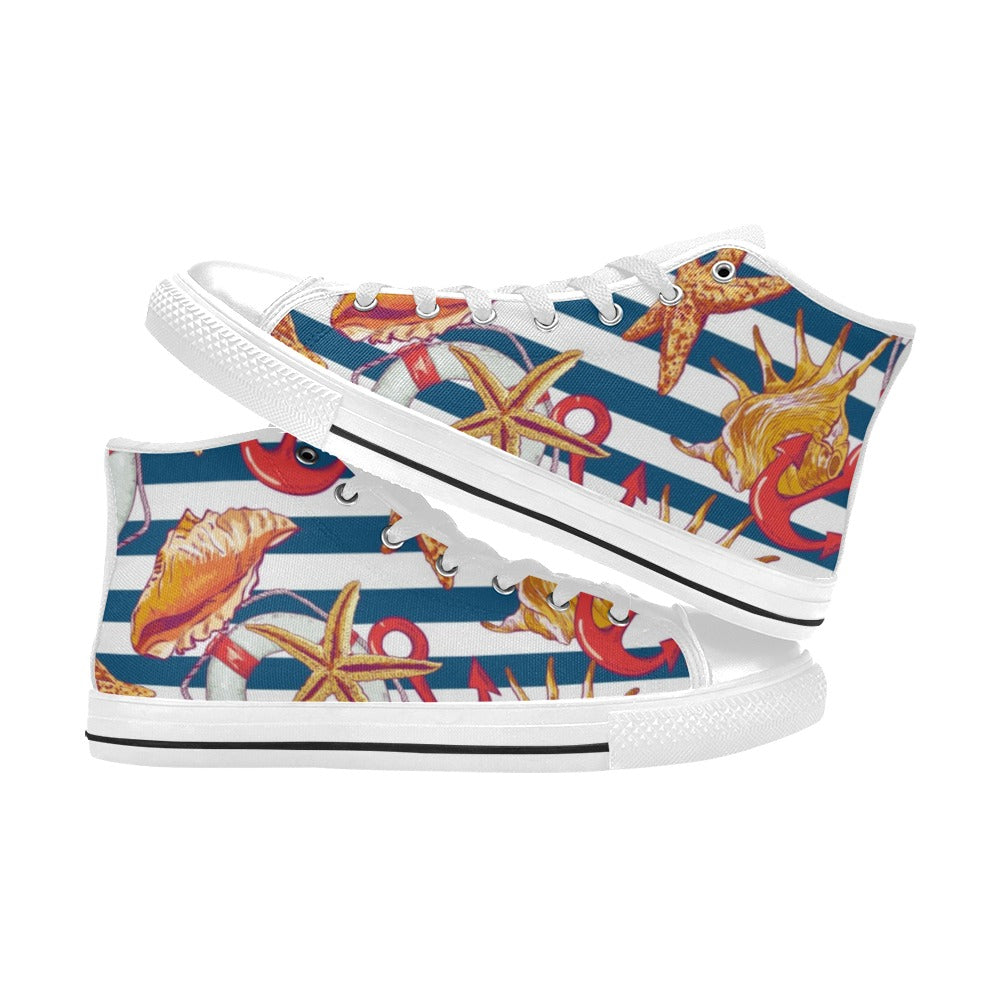 Nautical Life - Women's High Top Canvas Shoes