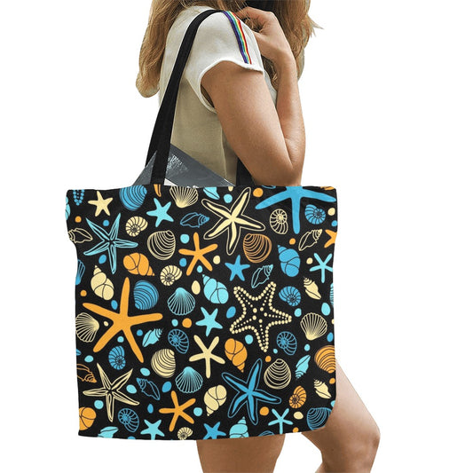 Starfish And Shells - Full Print Canvas Tote Bag Full Print Canvas Tote Bag