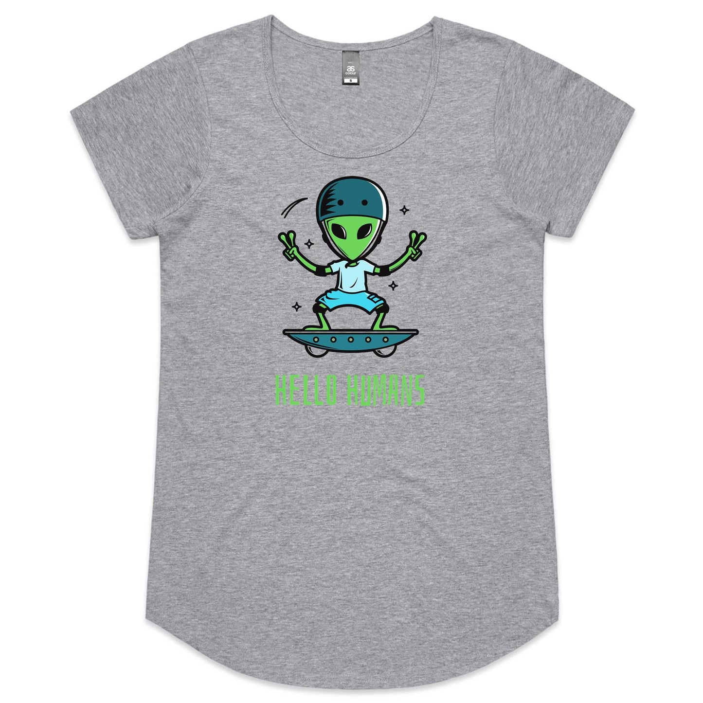 Hello Humans, Alien - Womens Scoop Neck T-Shirt