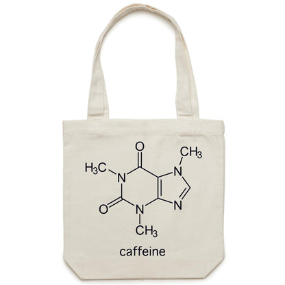 Caffeine Molecule - Canvas Tote Bag Cream One Size Tote Bag Coffee Printed In Australia Science