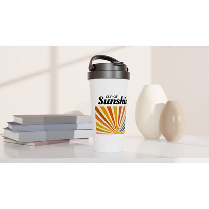 Cup Of Sunshine - White 15oz Stainless Steel Travel Mug Travel Mug Globally Fulfilled Positivity