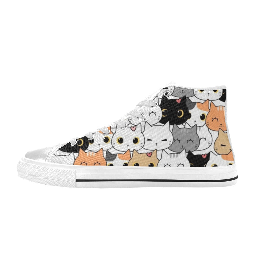 Cute Cartoon Cats - Women's High Top Canvas Shoes