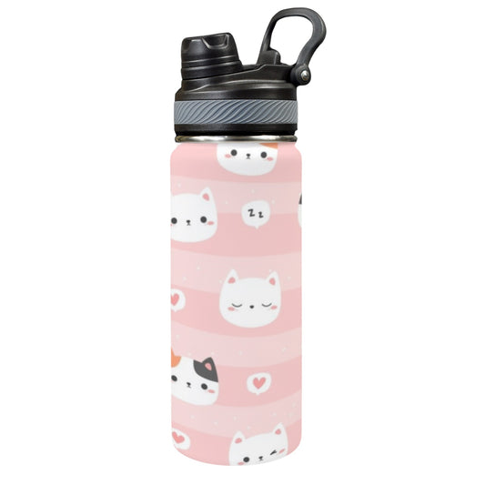 Pink Cats - Insulated Water Bottle with Dual-Use Lid (18oz) Insulated Water Bottle with Dual-Use Lid (18oz) Printed Offshore