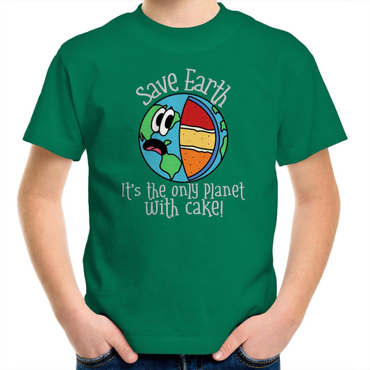 Save Earth, It's The Only Planet With Cake - Kids Youth T-Shirt