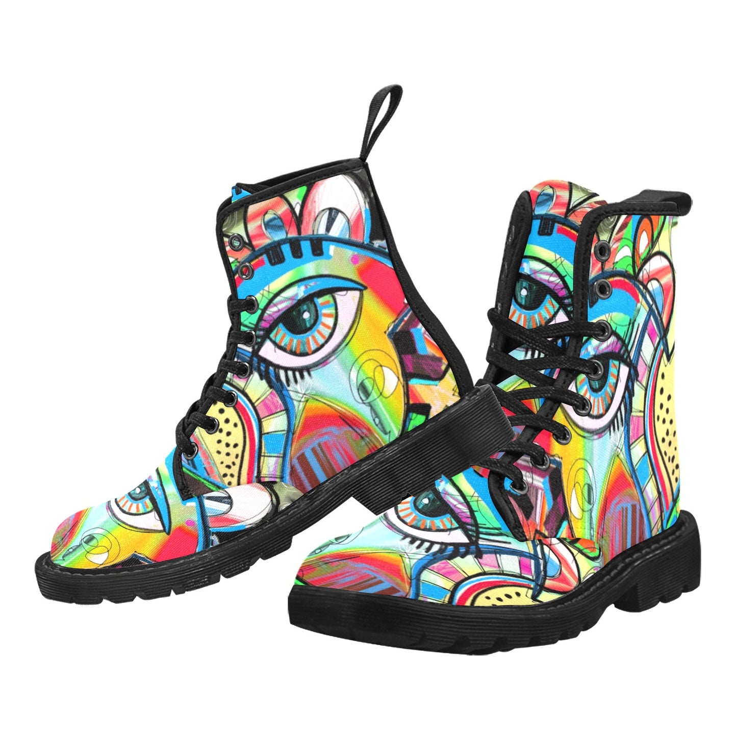 Graffiti Bird - Martin Boots for Women (Black)