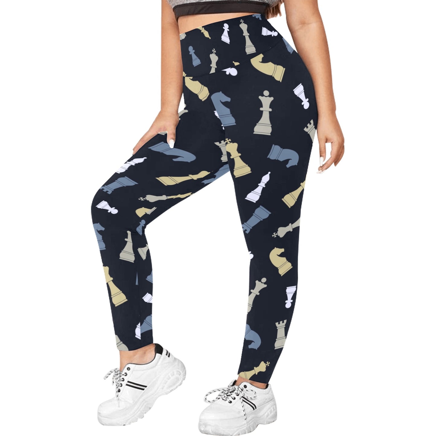 Chess Pattern - Womens High Waist Leggings (Sizes 16-22)