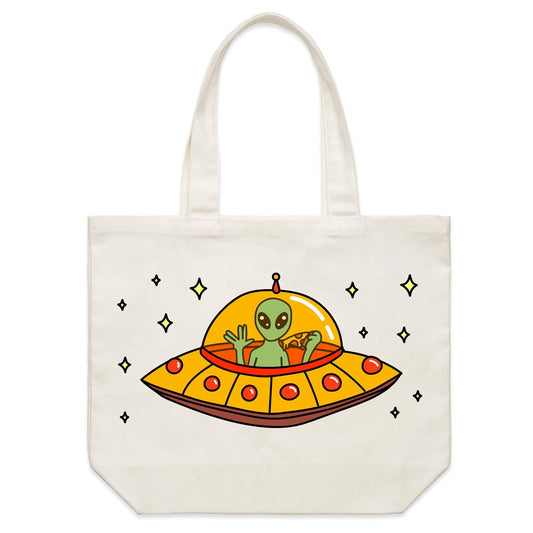Alien Pizza - Shoulder Canvas Tote Bag Default Title Shoulder Tote Bag Sci Fi