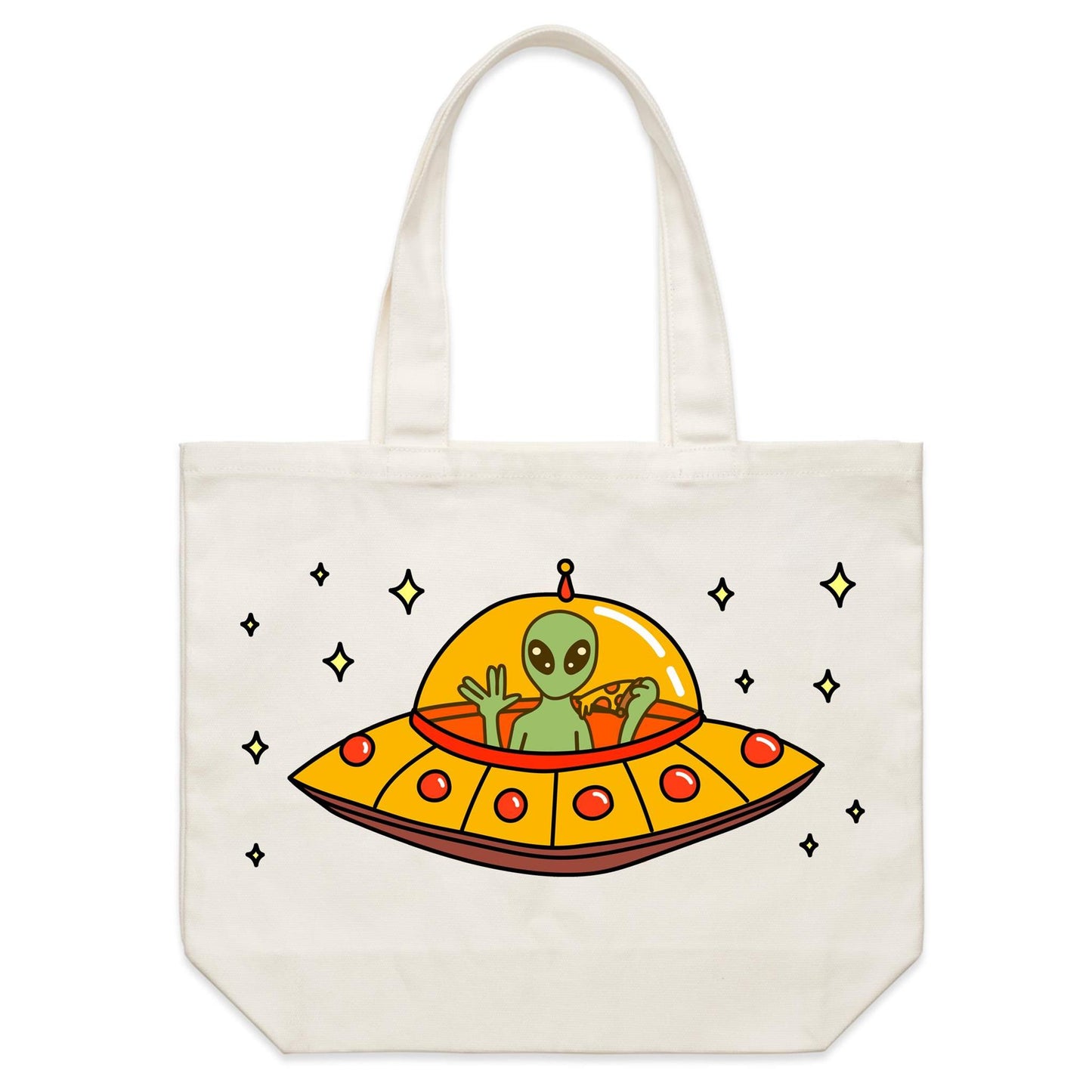 Alien Pizza - Shoulder Canvas Tote Bag Default Title Shoulder Tote Bag Sci Fi