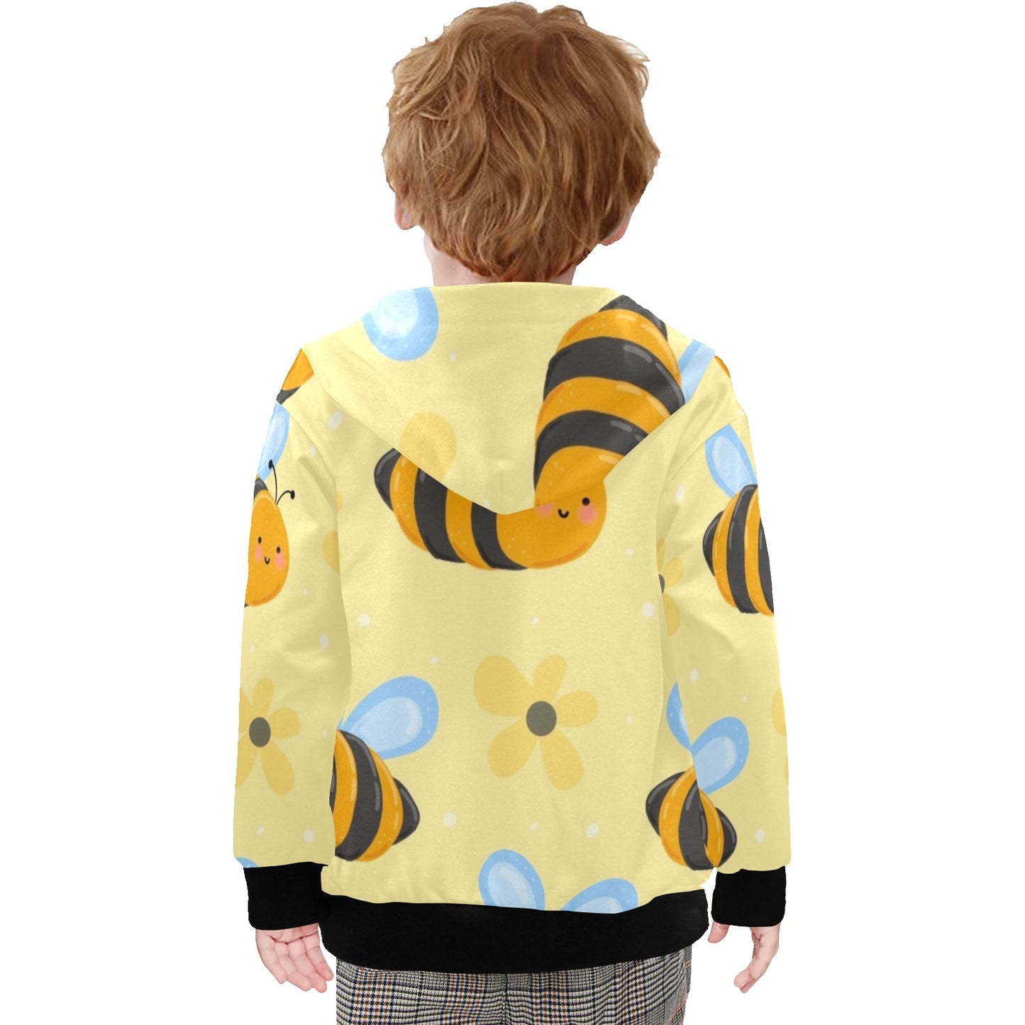 Bright Bees - Junior Boys Zip Up Hoodie