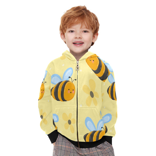 Bright Bees - Junior Boys Zip Up Hoodie