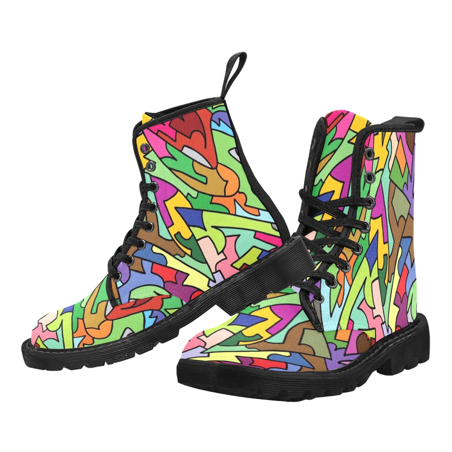 Bright Abstract - Martin Boots for Men (Black)