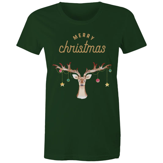 Merry Christmas Reindeer - Womens T-shirt