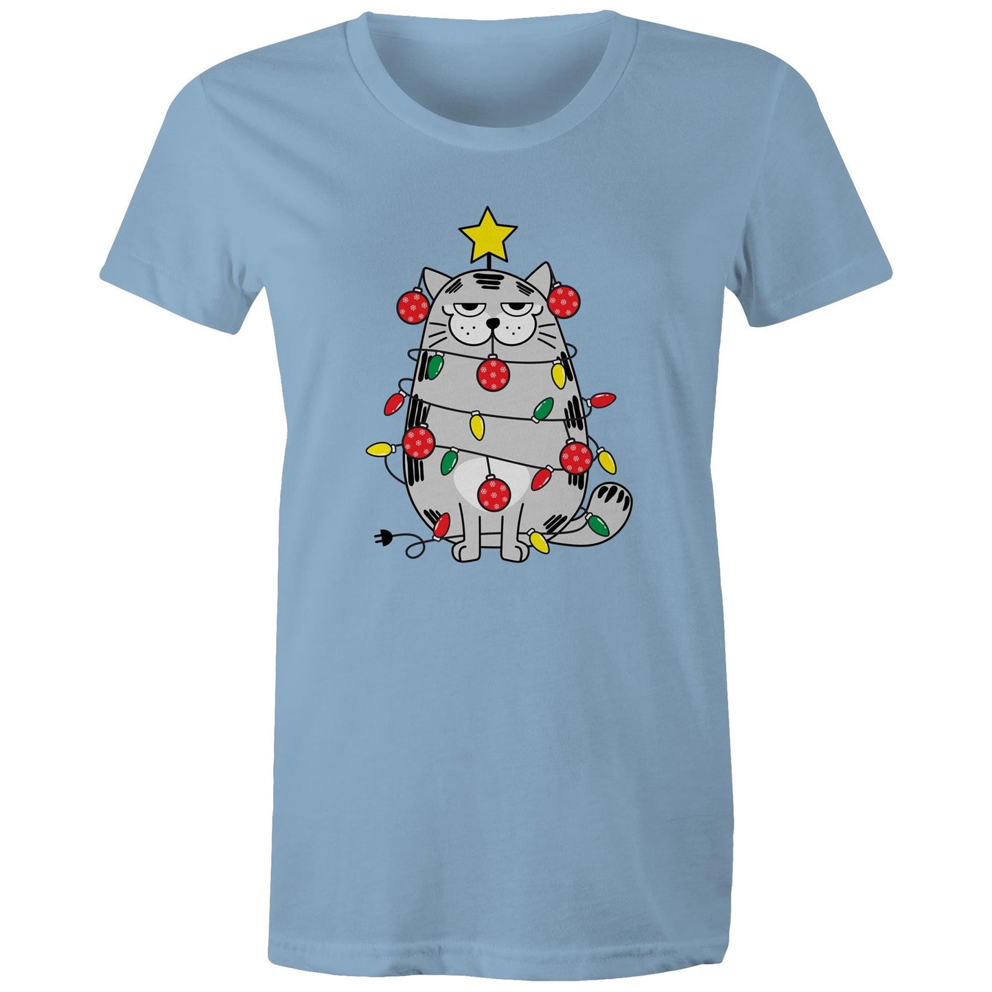 Cat Christmas Lights - Womens T-shirt