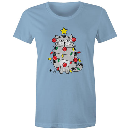 Cat Christmas Lights - Womens T-shirt