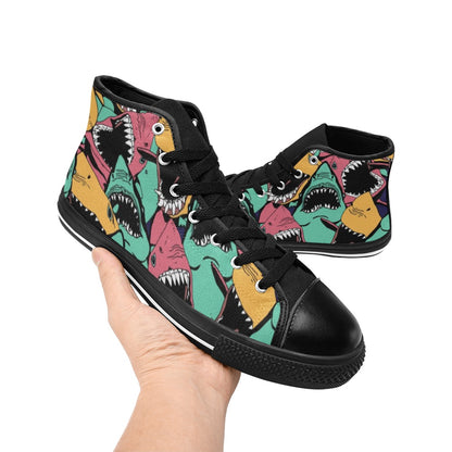 Scary Sharks - Women's High Top Canvas Shoes