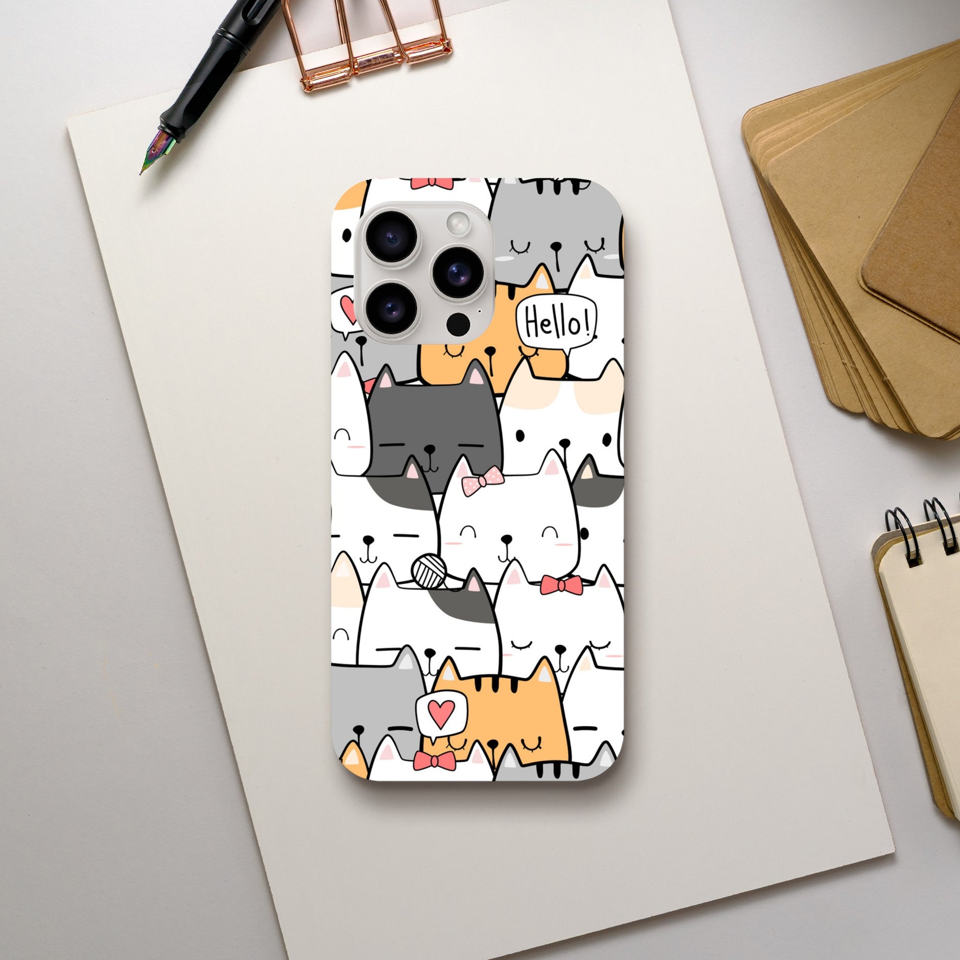 Cat Hello - Phone Tough Case iPhone 15 Pro Max Phone Case