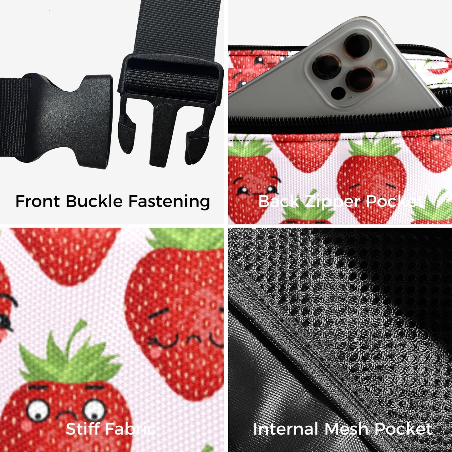 Strawberry Characters - Belt Bag Belt Bag Food Printed Offshore