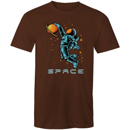 Astronaut Basketball - Mens T-Shirt Dark Chocolate Mens T-shirt Printed In Australia Space